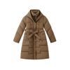 2025 new Korean version of winter fashion waist jacket mid-length lace-up thickened cotton jacket slimming hooded cotton clothes for women