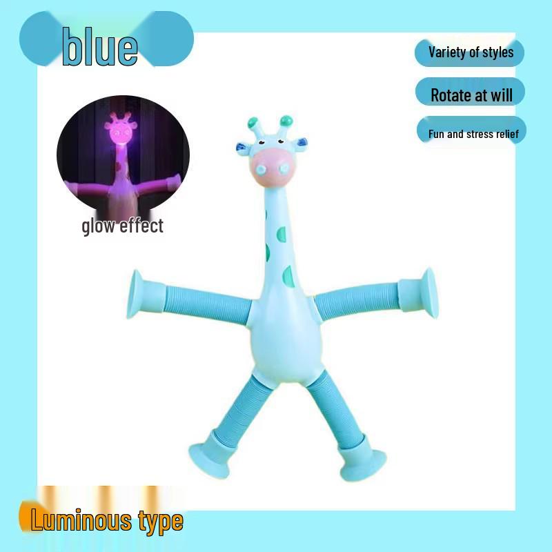 Giraffe Suction Cup Telescopic Stretch Tube Toy for Kids - Educational, Luminous, Parent-Child Interaction, Decompression