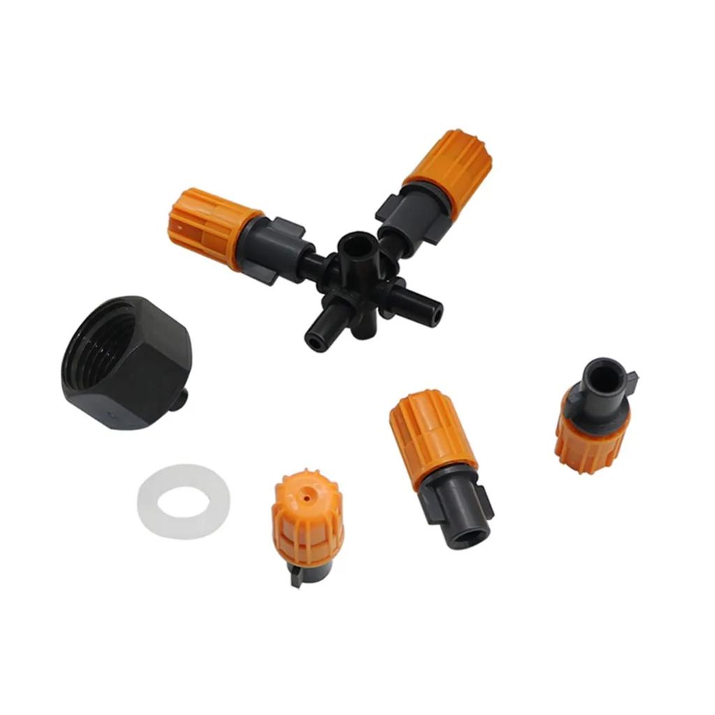 20ks 6mm Oranžové mlžící trysky Sady 1/2" Vnitřní/Vnější závit 5/6/7-cestné Vícehlavé postřikovače Zahradní trávník Mikrozavlažovací postřikovače