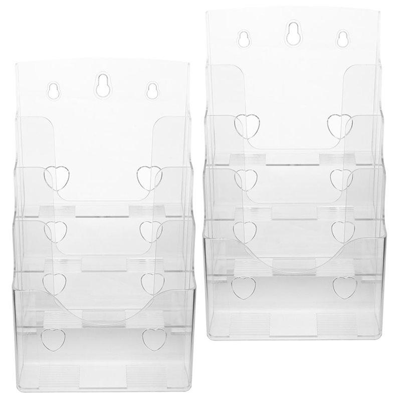 Premium-Magazine Organizer A5 Acrylic Brochure Display Stand Rack Flyer Holder 2Pcs Plastic Literature Rack Document Storage