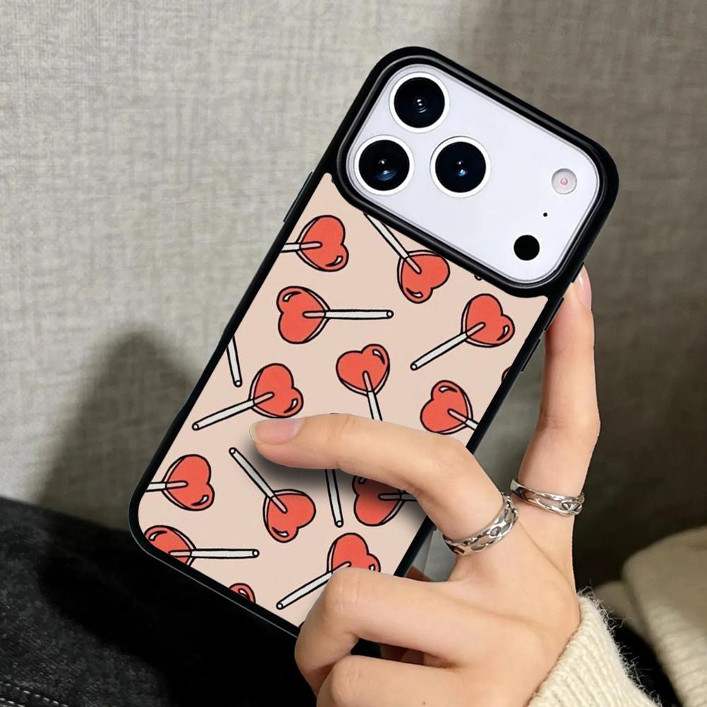 Capa Case for iPhone 17 Air 16 Pro Max 15 Plus 11 13 Mini 14 12 Back Phone Cover Red Lollipops