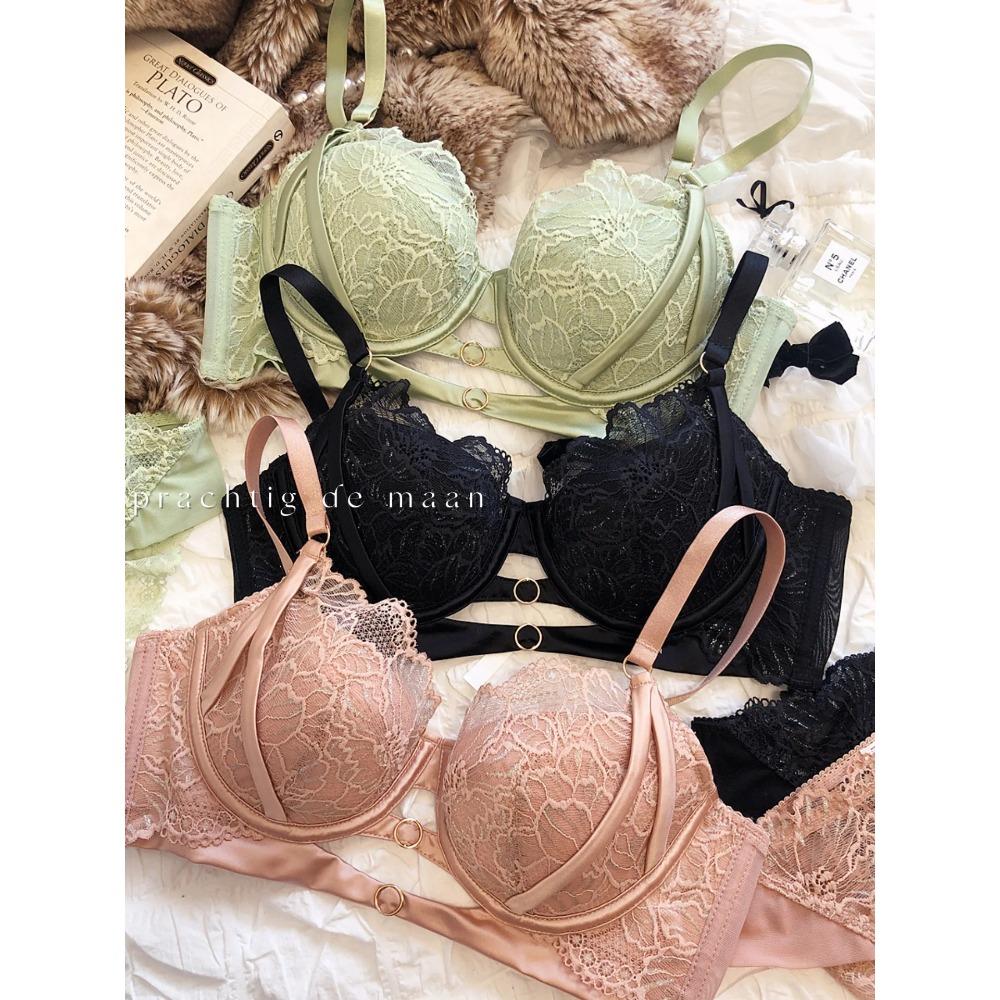 1 Set/French Fashion Women Underwear Set Thin Cup Comfort Bra Set Sexy Lace Flowers Embroidery Lingerie Hollow Push Up Brassiere