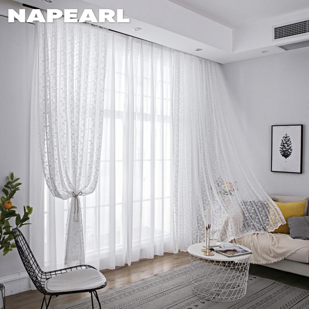 1PC NAPEARL 10-20% Light Blocking French Lace Warp Knitted Sheer Curtain for Living Room Bedroom Balcony Home Decor