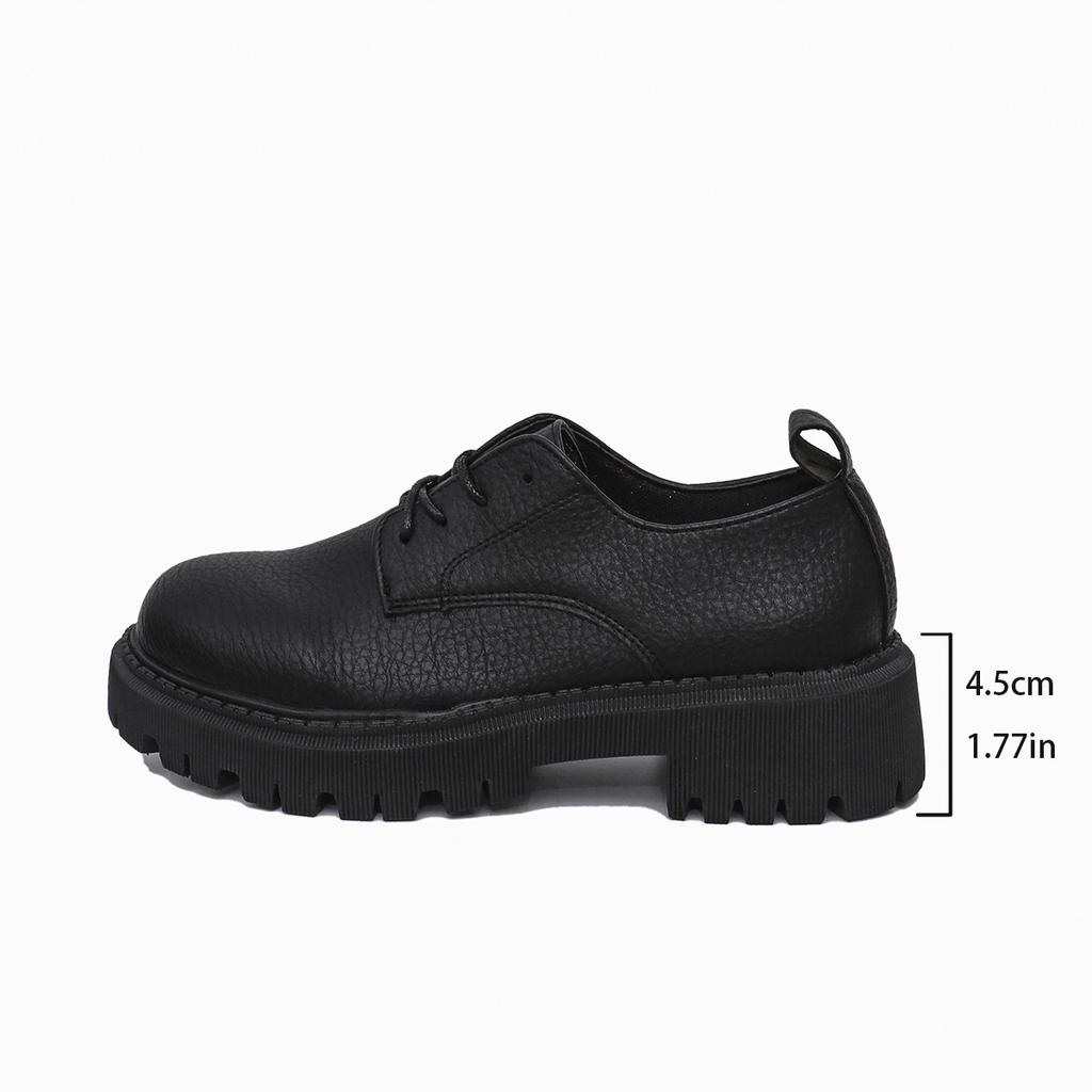 New British style thick heel small leather shoes spring platform sole lace-up casual thin single shoes