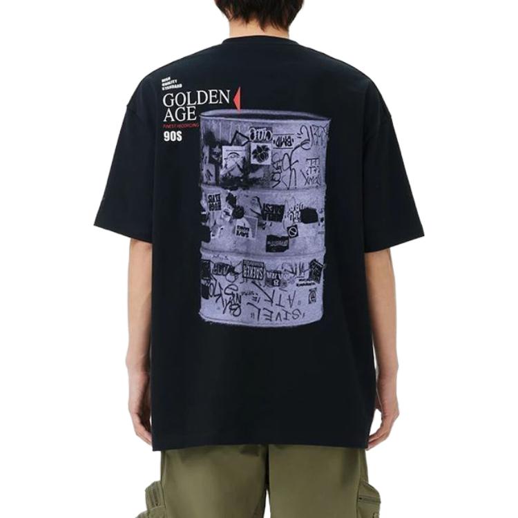 Li-Ning Golden Era Printed Crew Neck T-Shirt Unisex Tops Black AHST071-1