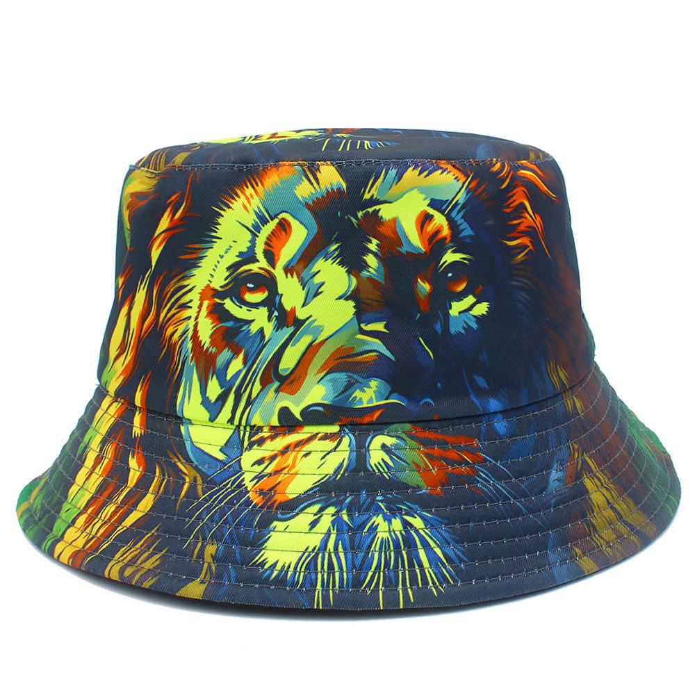 Trendy Lion Print Bucket Hat for Spring/summer Outdoor Breathable Bare-faced Sunshade Hat, Suitable for Men and Women, Couples, Casual Pot Hat