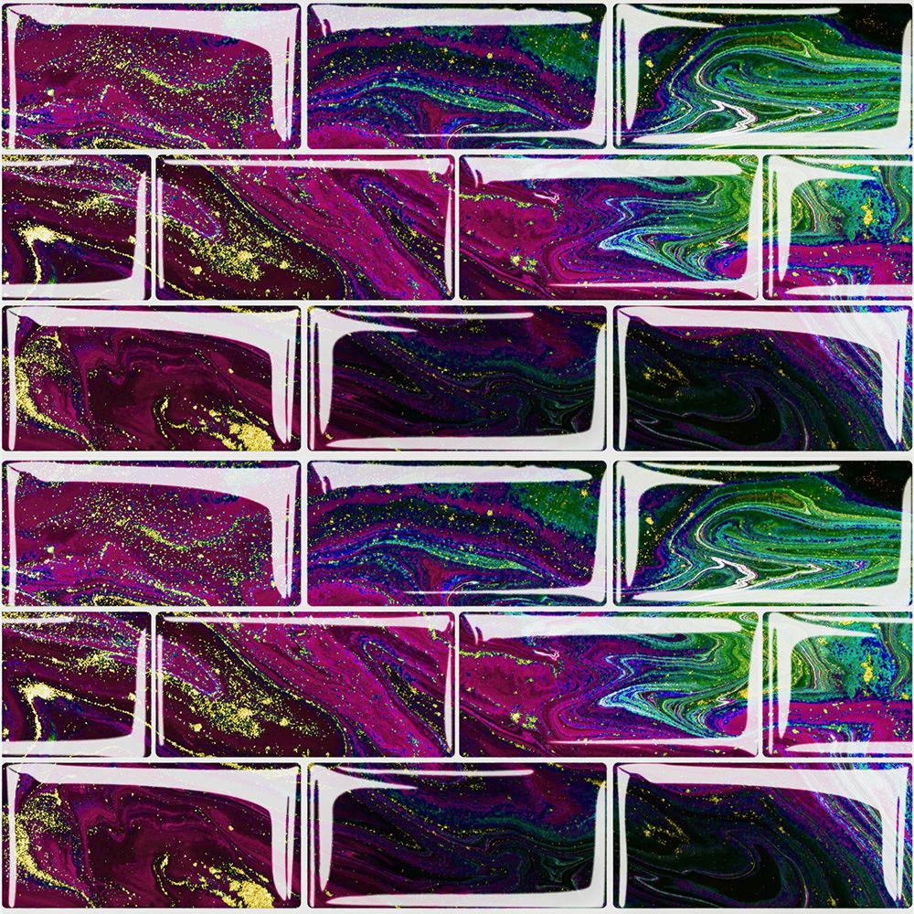 2026 Waterproof Wall Sticker Mosaic Pattern Ceramic Tile Sticker Kitchen Bathroom Sink Decoration Surface Gloss Film Self-adhesive Wall Sticker