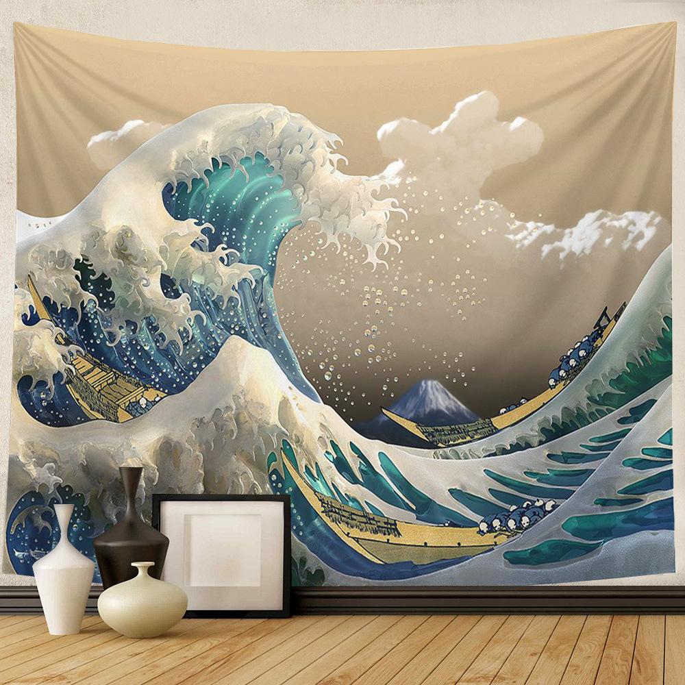 Japanese Wave Tapestry Wall Hanging For Boys Girls Teens Room Decor Oriental Eastern Asian Theme The Great Wave Wall Tapestry