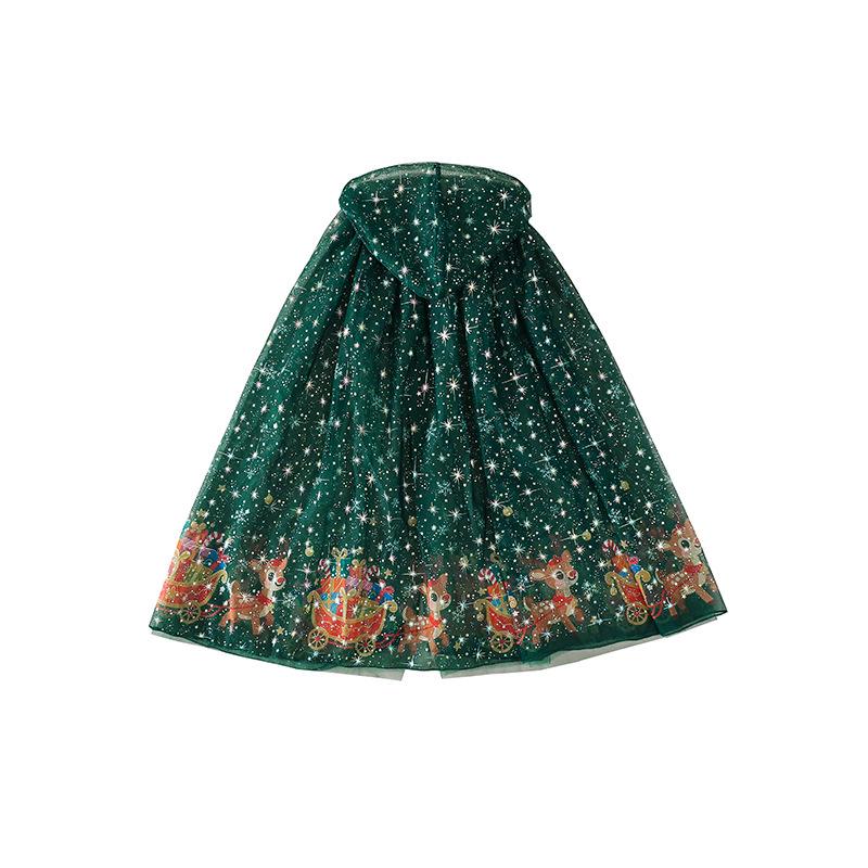 Christmas Children's Autumn and Winter Shawl Cloak Costume Girls Princess Shawl Outer