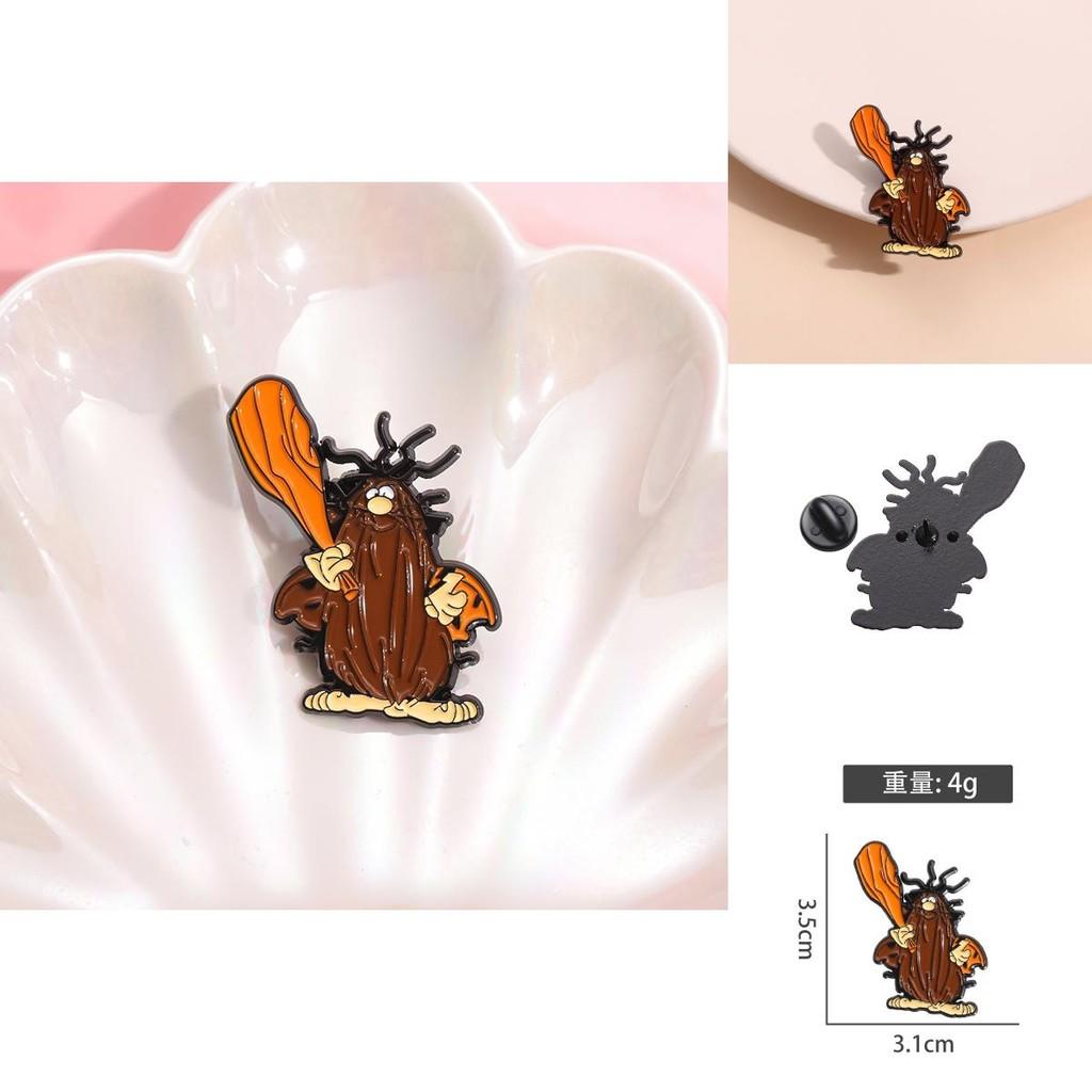Cartoon Character Inspired Alloy Enamel Brooch Creative Cute Angry Stump Design For Unique Fashion Accessories