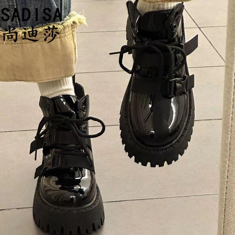 Thick-soled heightening Martin boots women's 2025 spring and autumn models Korean version of all-ride locomotive belt buckle Spice girl short