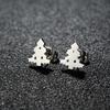 Christmas Tree Reindeer Pattern Earrings Women Student Teen New Year Gift Stainless Steel Cartilage Piercing Earring Zircon