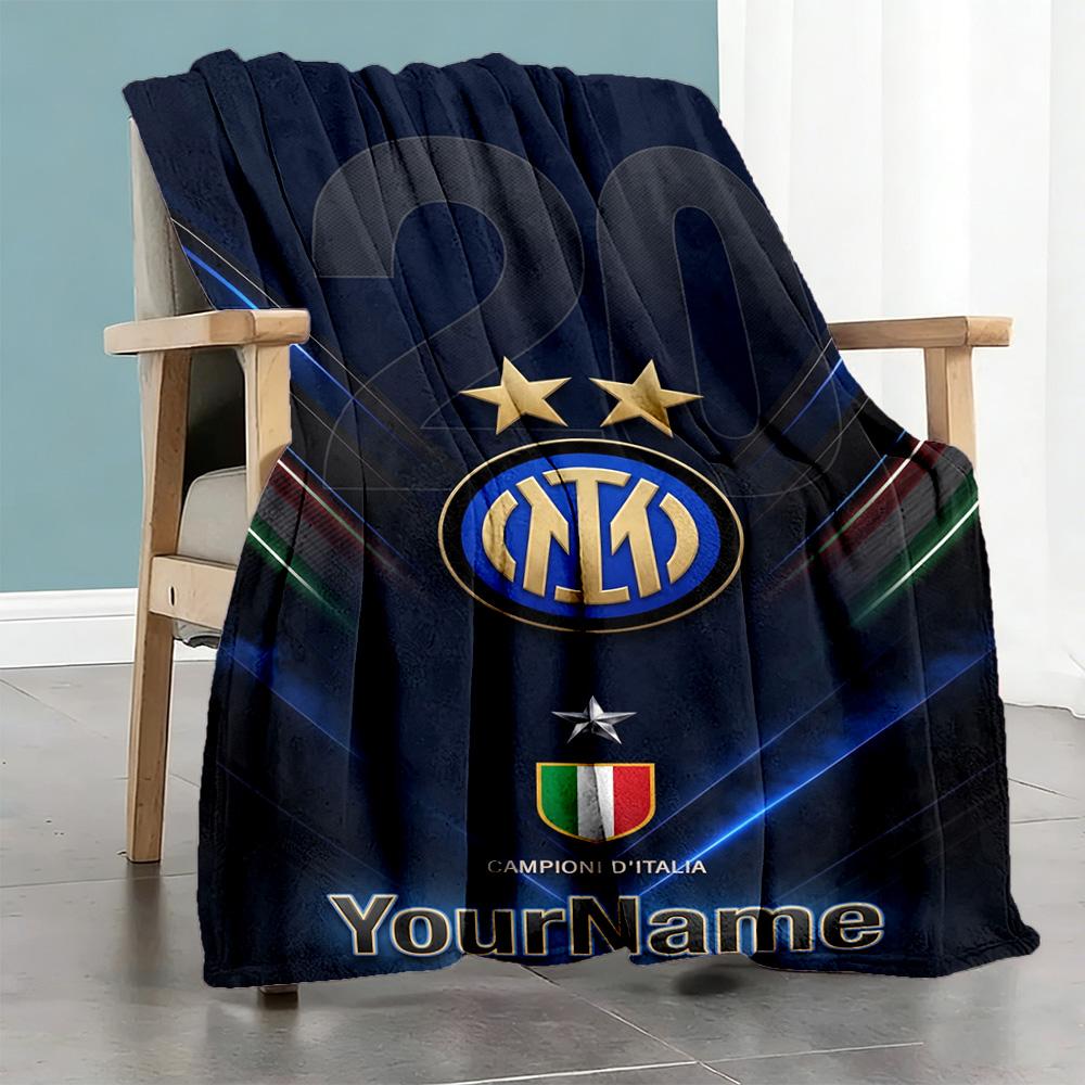 Inter Mailand Personalisierbare Textdecke Leichte Personalisierte Decke Gemütlicher Überwurf für Sofa Nickerchen Couch Büro für Alle Anlässe