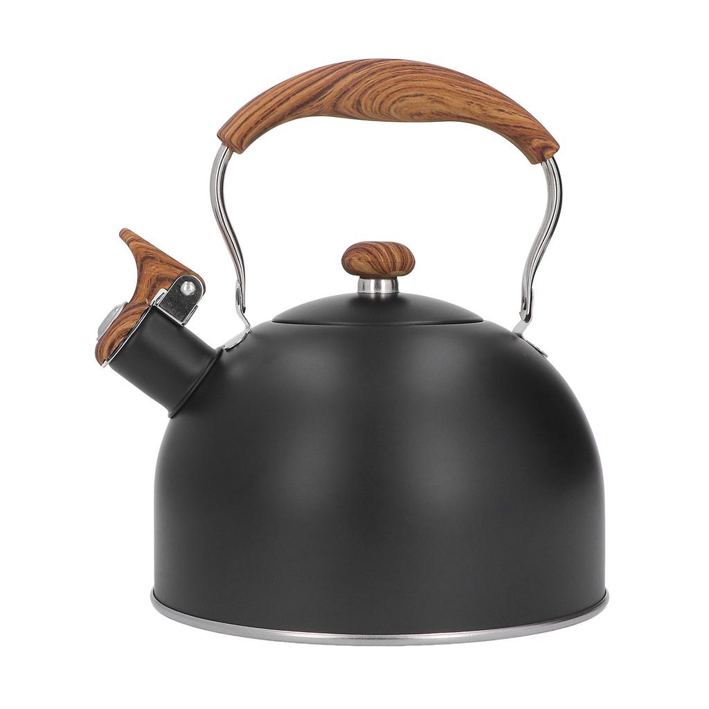 2,5L Visslande Tekanna Rostfritt Stål Trämönster Handtag för Te Kaffe Mjölk Vatten