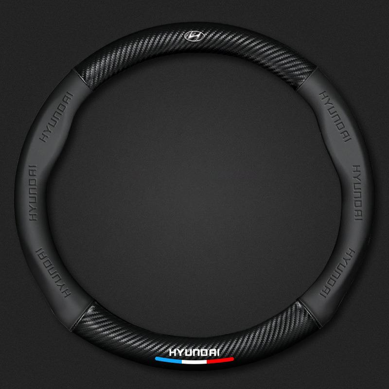 Universal Car Steering Wheel Cover Carbon Fiber Leather Auto Interior For Hyundai Tucson Accent Elantra Santa fe Sonata I10 I20 E6
