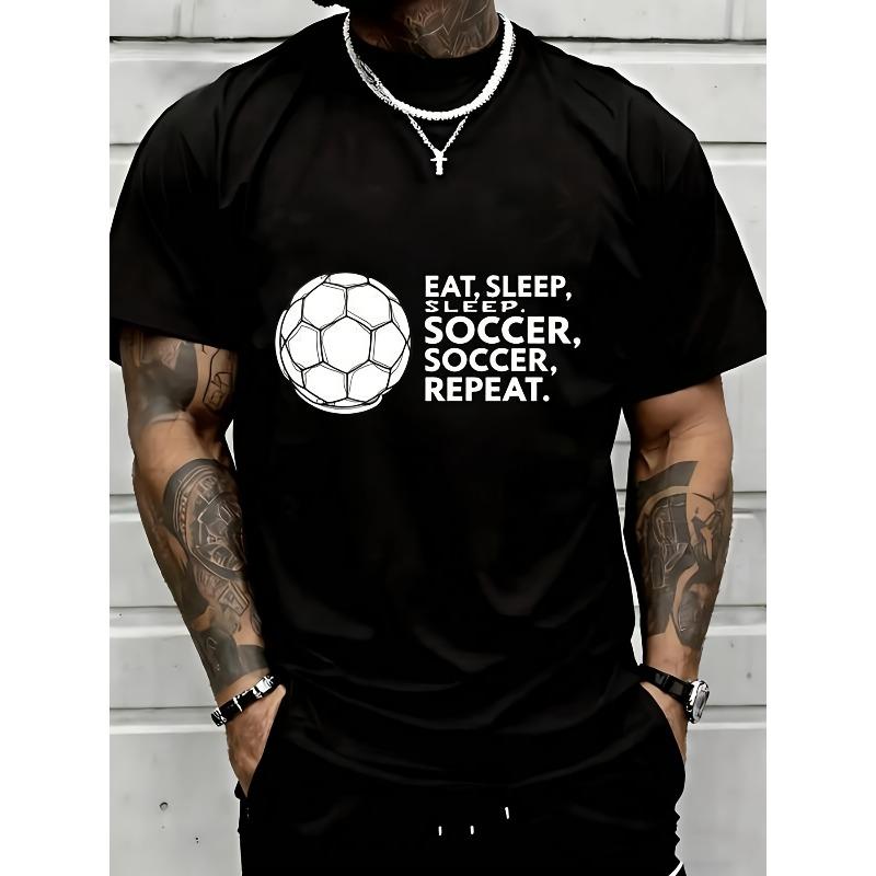 European Size 2026 New Popular Casual T-Shirt Men's Soccer Graphic Print T-Shirt Summer Short Sleeve Tee for Big And Tall Males,Crew Neck,Casual Style