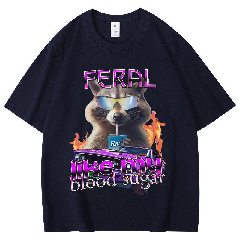 

Camiseta divertida para mujeres con mapaches y patrones de diabetes camiseta súper grande para ropa de moda Y2K 4XL