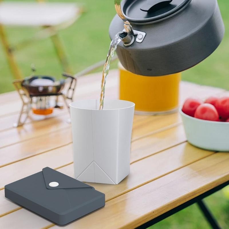 Outdoor Travel Folding Water Cup with Storage Bag Flexible Journey Container for Outdoor Camping Hiking