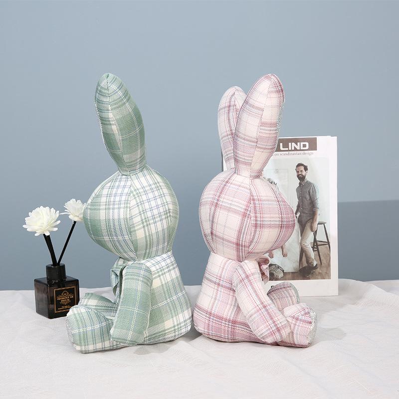Toy Plush Plaid Rabbit Doll Bedroom Decorate The Living Room Fashionable Cute