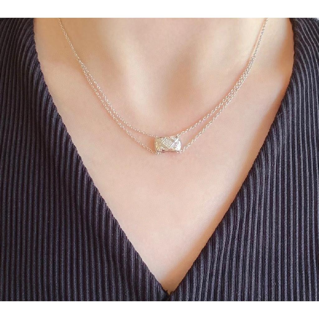 Necklace with diamond pattern and sub gold material, electroplated K gold circular single diamond design adjustable chain length, CNC process