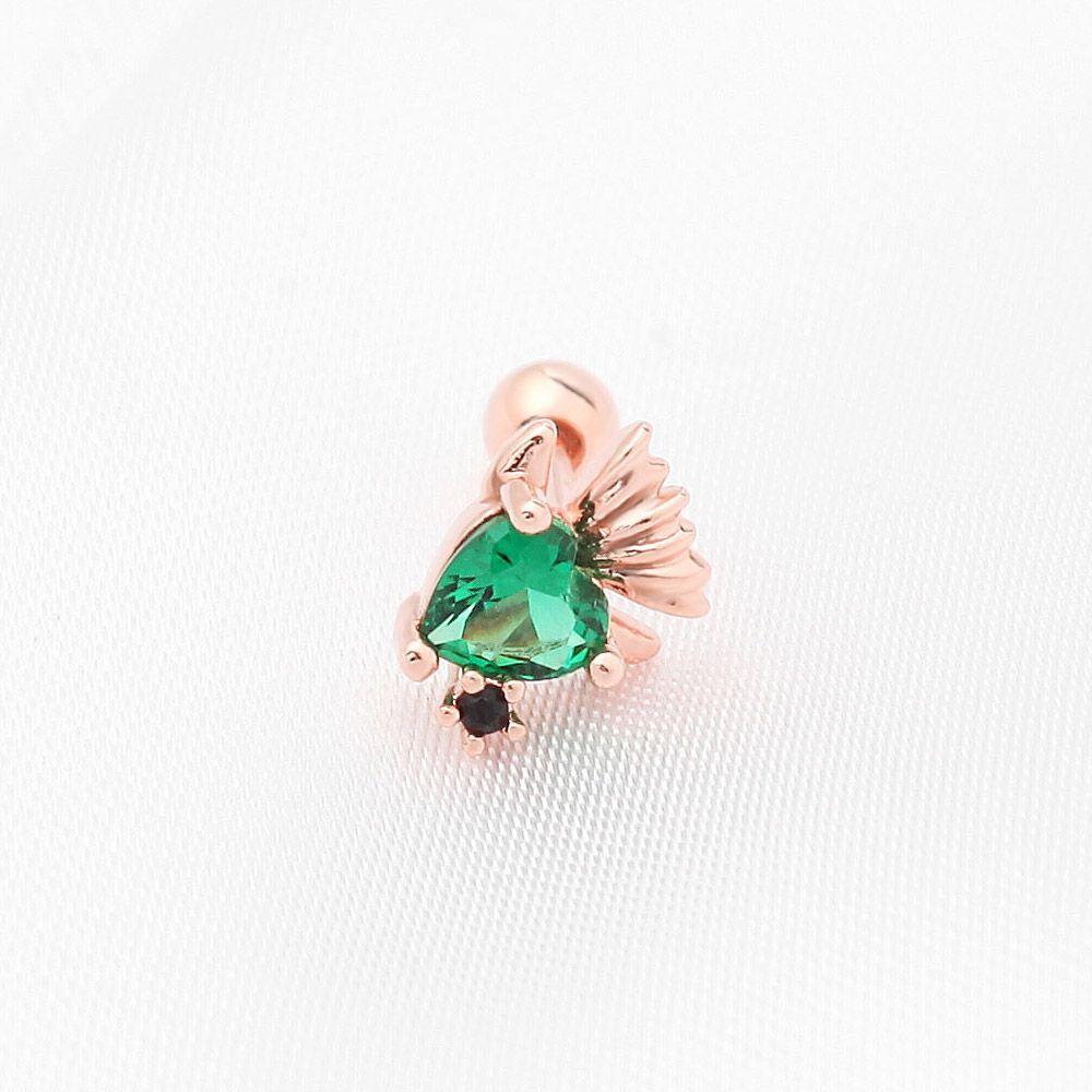 Gold Needle Petite Rose Gold Fish Cubic Piercing 14K