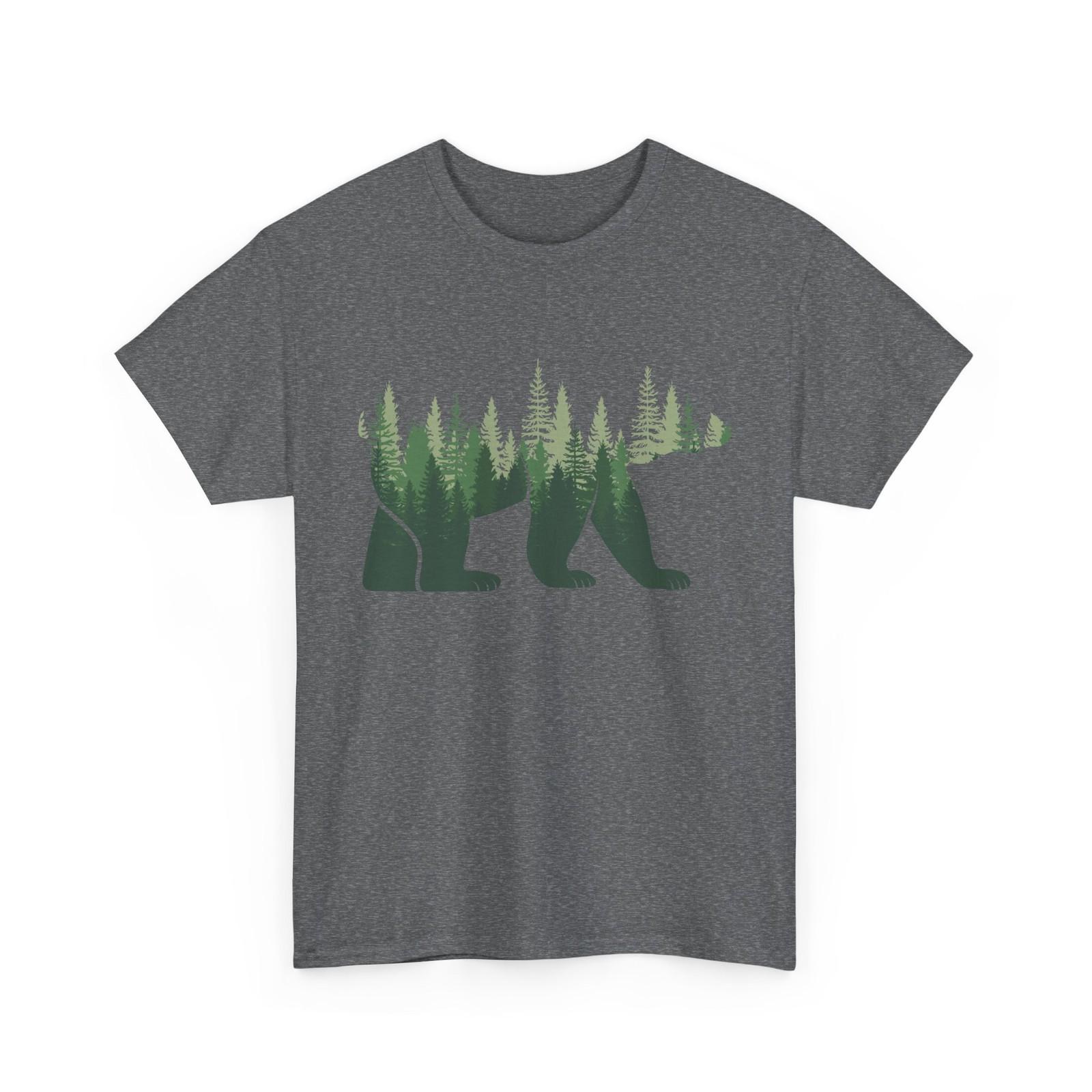 Forest Bear Shirt, Alaska Wildlife Bear Lovers Pine Trees Men T-Shirt L