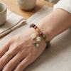 Elastic Rope Orchid Flower  Bracelet Floral Women Bangle Trendy Colorful Beads Bracelet  Summer