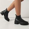 Black Women's Ankle Boots Autumn Winter 2025 Short Boot Shoes Red Block Low Heels Party Footwear Shoes Large Size Brand Designer
