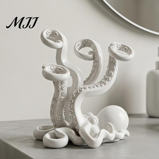 PLA Material Organizer 3D Printed Octopus Toothbrush Holder, Creative Space Saving Desk Organizer, Durable Novelty Home Decor Stable Base Smooth