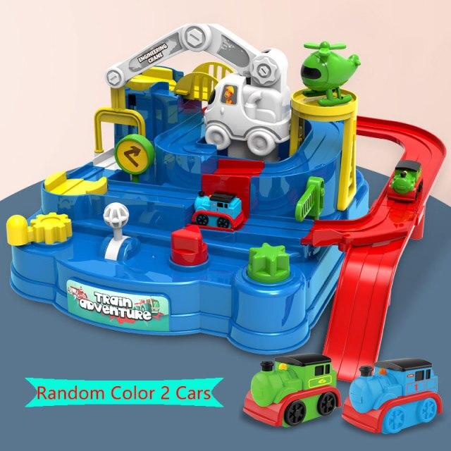 

Гоночна модель залізничного вагона Гоночні розвиваючі іграшки Дитяча трекова машина Пригодницька гра Розумна гра Механічний інтерактивний потяг