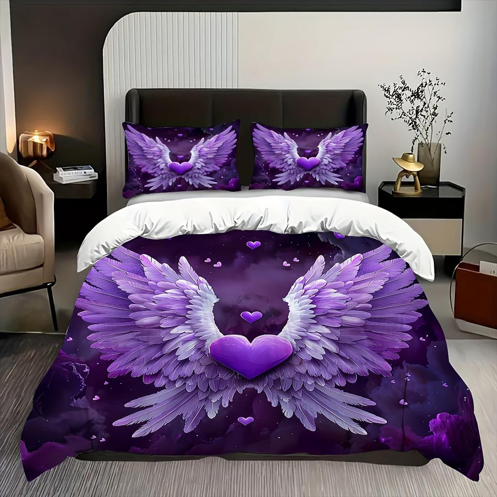 Three-Piece Purple Wing Digital Printing Bedding Home Textile Three-Piece Set