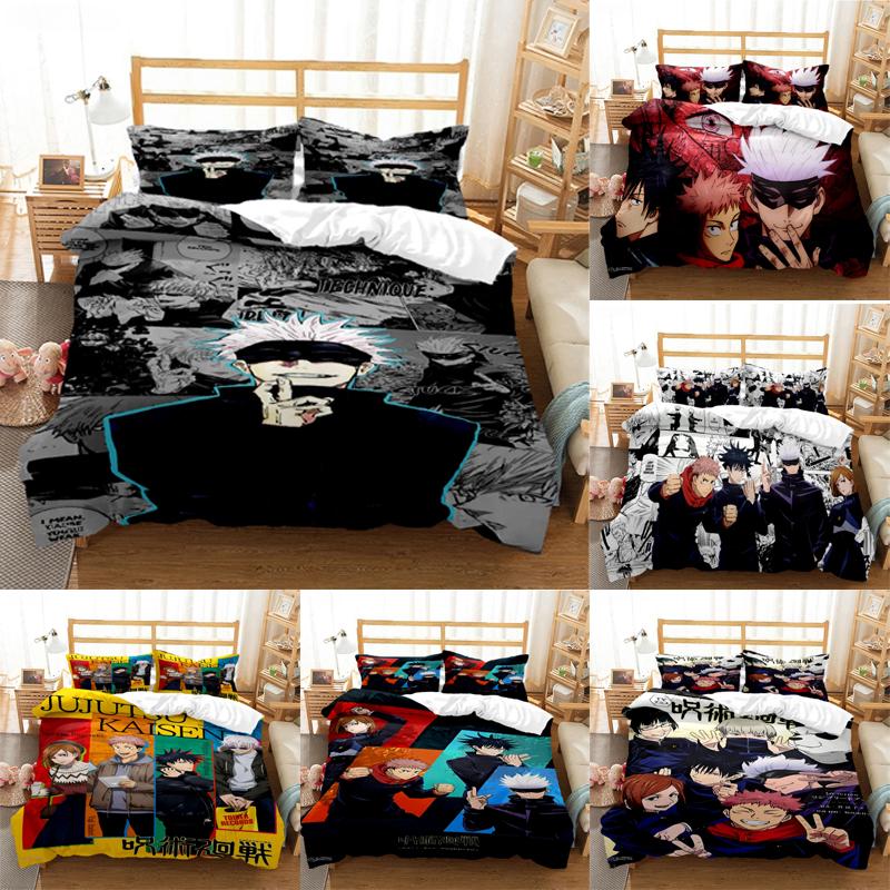 Jujutsu Kaisen Bedding Set Quilt Cover Pillowcase Anime Figure Satoru Gojo Bed Bedroom Duvet Cover Decor Beddings Suit Kids Gift
