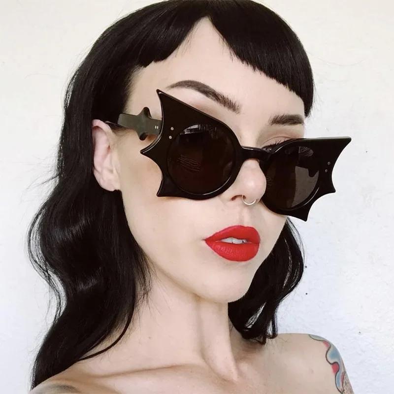 2PACK Unique Bat Shaped Sunglasses for Women Vintage Funny 90s Eyewear Fashion Novelty Goth Eyewear for Halloween Costume Party