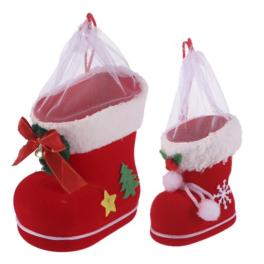 2Pcs Christmas Candy Holder Boot Shape Reusable Gift Box Large Small Kids Candy Shoes Holiday Decoration Festive Party Supplies