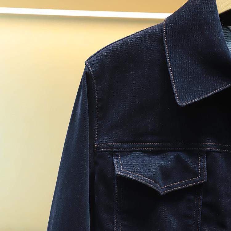 Mo Shu Wei Ya 2025 Retro Denim Jacket: Winter Lapel Patch Pocket, Single-Breasted Straight Fit