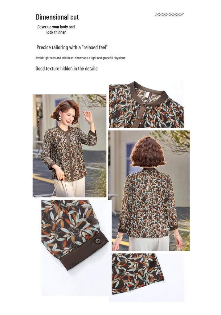 2026 Summer New Style Elegant Slimming Printed Long-Sleeved Women's Shirt - Fashionable and Versatile for Spring/Summer
