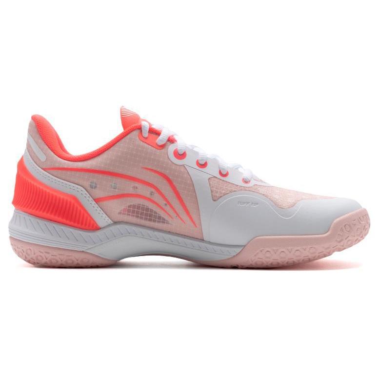 Li Ning Raid Rubber Cushioning, Wear Resistant Low top Badminton Shoes Unisex White Red AYZT009-2