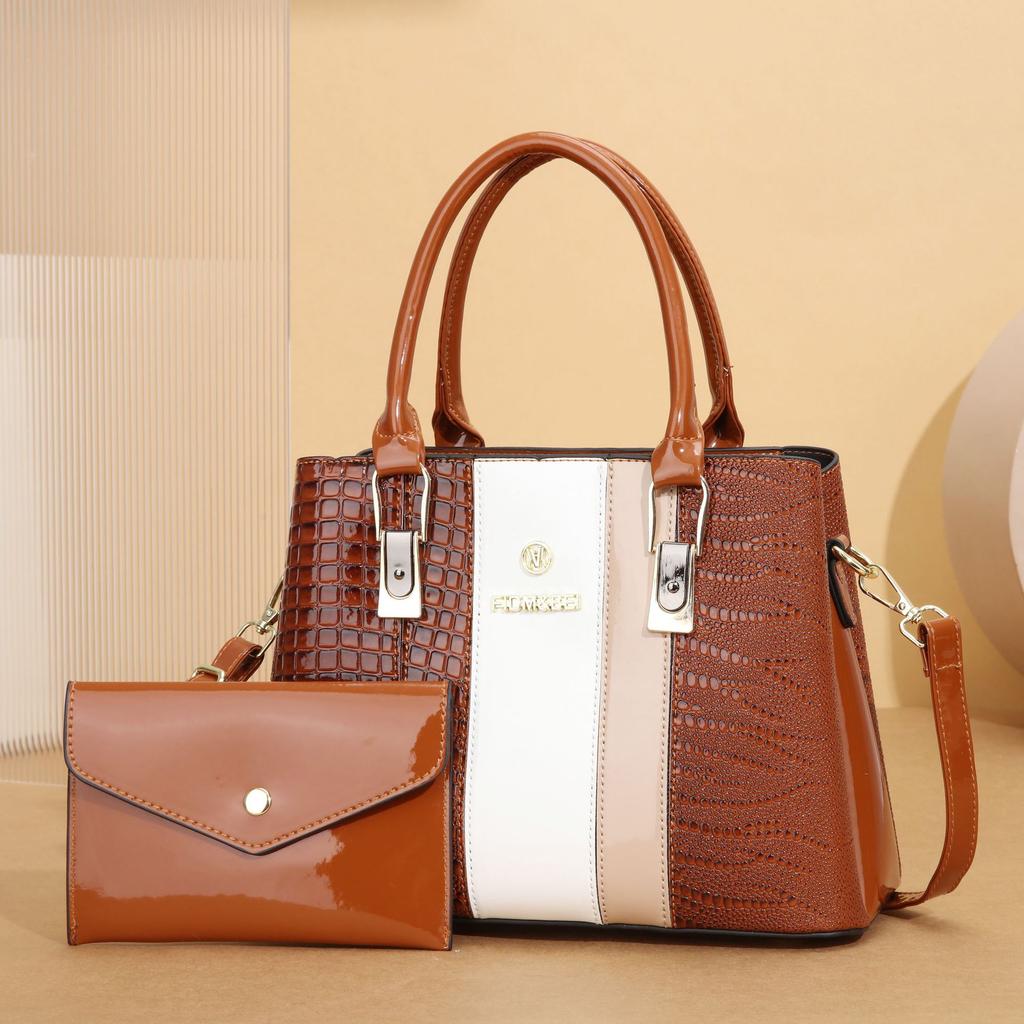 Bag Women's Bag Advanced Sense 2025 New Texture Middle-aged Mother Bag Splicing Contrasting Color Large-capacity Handbag Bag