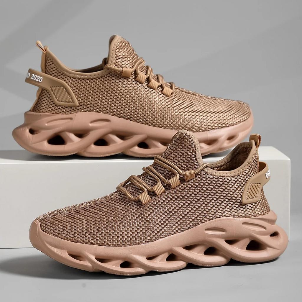 Men Sports Running Black Jogging Shoes Casual Sneakers Brown Outdoor Breathable Mesh Women Light Shock-absorption Black Tennis