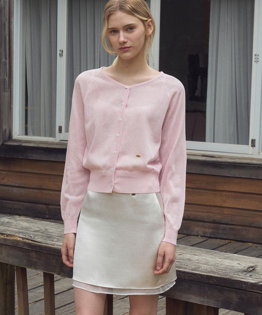 Haint Soft Round Neck Button Cardigan 3Col_Pink