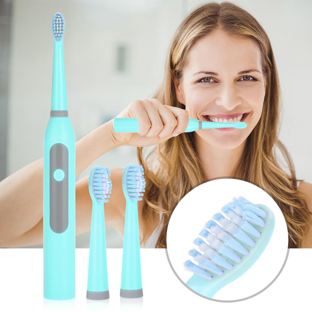 Electric Tooth Brush Battery Sonic Waterproof Replacement Brush Head Teeth Cleaning Tool Blue