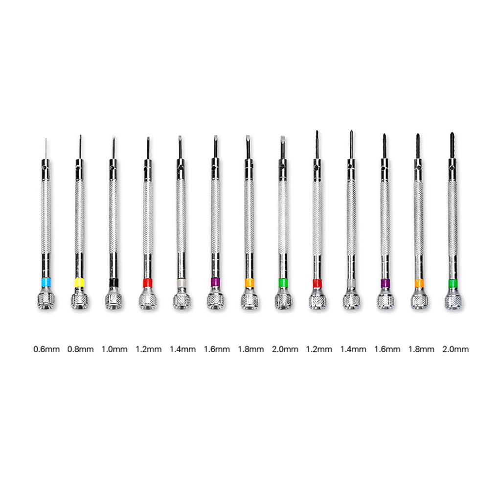 13-teiliges Mikro-Präzisions-Uhrenschraubendreher-Set, Juwelier-Uhrenschraubendreher-Set, 0,6–2,0 mm, für die Reparatur von Uhren, Schmuck, Brillen