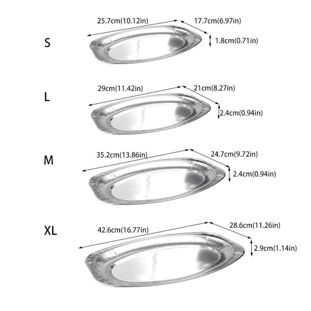 10 Stück Ovale Aluminiumfolien-Grillplatte Verdickte Backbleche Gegrillte Fischplatte Snack