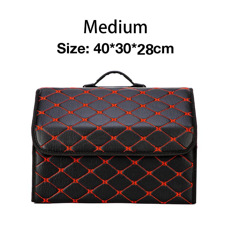 Faltbare Auto-Kofferraum-Aufbewahrungs-Organizer-Box Tragbare PU-Leder Auto-Aufbewahrungsbox mit Deckel Auto-Aufbewahrungstasche Fahrzeug-Kofferraum-Organizer