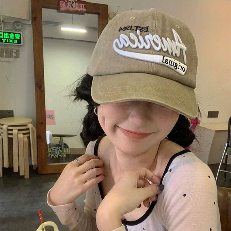 Personal Letter Embroidery Baseball Hats Breathable New Unisex Sunshade American Retro Peaked Caps Distress Versatile Street ins