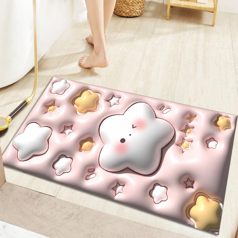 Bathroom Doormat Cartoon Style Home Doormat Thickened Absorbent Anti-slip Doormat Bathroom Foot Mat