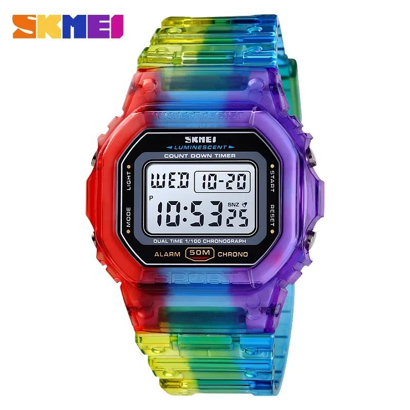 Skmei Electroplated Case Transparent Strap Lady Women Digital Wristwatch Shockproof Reloj Mujer Fashion Cool Girls Watches 1622