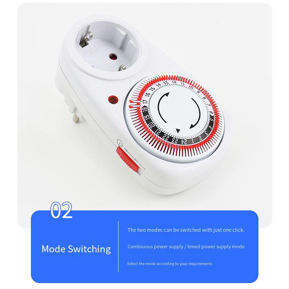 Mechanical Timer Socket for Indoor Use 24 Hour 15 Minute Timer Switch 16A 3680W AC230V for Household Appliances