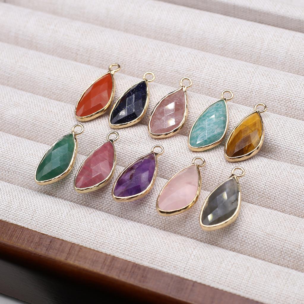 2Pcs, Aura Healing Crystal Pendant, Bohemian Style Natural Stone Agate Amethyst Gemstone Handcrafted Irregular Charms Jewelry Making DIY Crafts