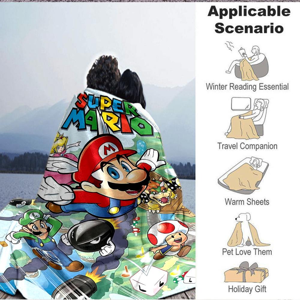 1pc Mario Adventure Soft Skin-Friendly Flannel with Digital Printing, Various Sizes Available for Family, Friends, Birthday082